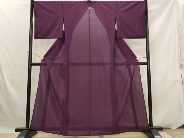 平和屋着物＊夏物　色無地　絽　紫紺色　正絹　逸品　AABK2837st｜平和屋