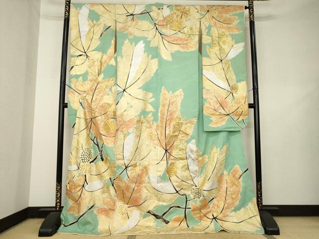 平和屋着物●豪華振袖　駒刺繍　松　金銀彩　金糸　ロング丈　正絹　逸品　AABL3619ck｜平和屋