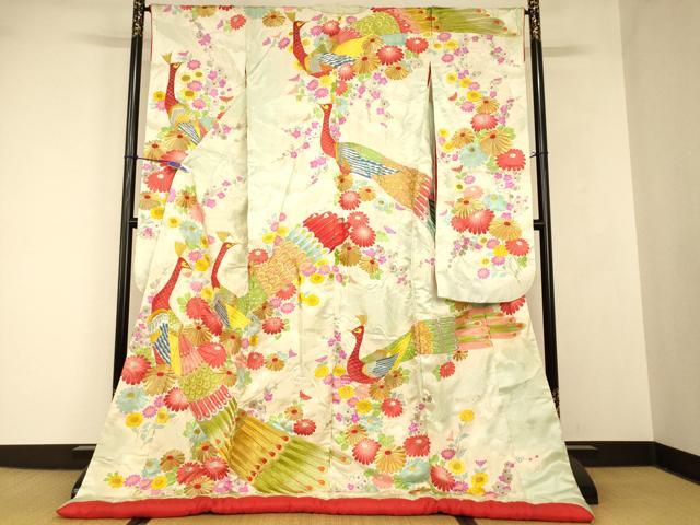 平和屋本店●色打掛 和装 婚礼 結婚式 花嫁 神社挙式 唐織 孔雀枝花文 暈し染め 金銀糸 逸品 AABJ2783fw|平和屋
