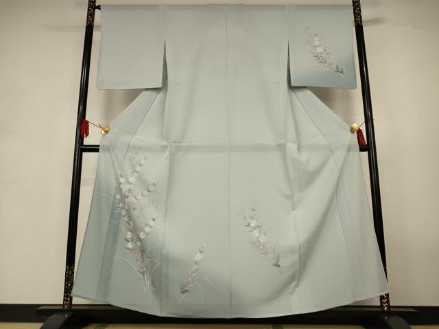 平和屋着物＊夏物　訪問着　手描き　草花文　暈し染め　正絹　逸品　AABJ9186jd｜平和屋
