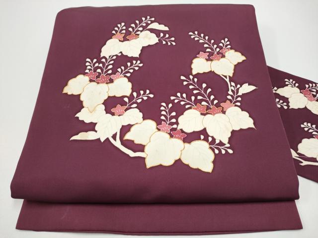 平和屋着物●塩瀬　九寸名古屋帯　駒刺繍　桐　金彩　正絹　逸品　CABG6240hy｜平和屋