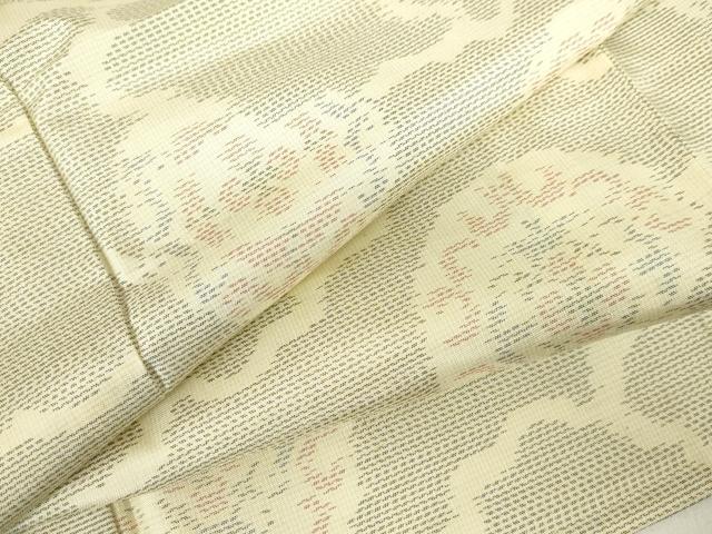 平和屋着物▽本場大島紬　白大島　単衣　流水花文　正絹　逸品　DABF3326op｜平和屋