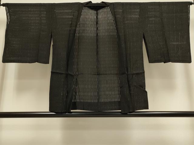 平和屋着物▽羽織 スリーシーズン 春夏秋 塵除け 間道 黒地 銀糸 正絹 逸品 DABF5883du|平和屋