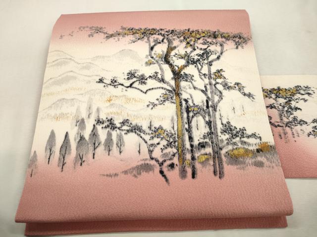 平和屋着物●京友禅作家　山科春宣　九寸名古屋帯　草木文　金彩　正絹　逸品　CABI7390dy｜平和屋