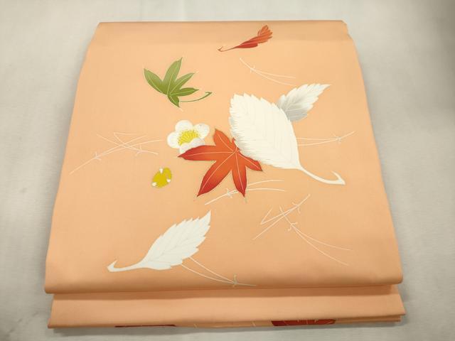 平和屋着物●九寸名古屋帯　刺繍　吹寄せ文　金彩　松葉仕立て　正絹　逸品　CABI7409dy｜平和屋