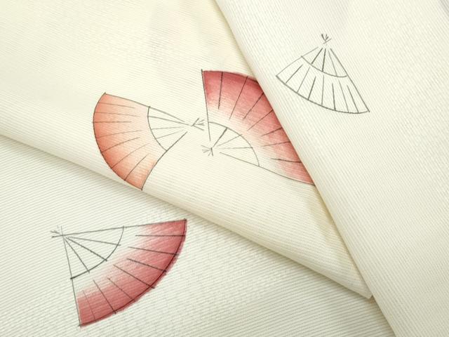 平和屋着物*夏物 小紋 絽 扇面花文 正絹 逸品 CABI1575th|平和屋