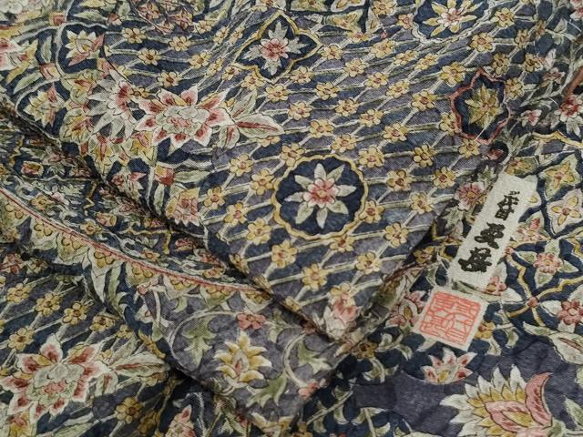 平和屋着物●二代目更甚 江戸更紗 小紋 更紗吉祥花唐草文 正絹 逸品 未使用 CABG0695yc|平和屋