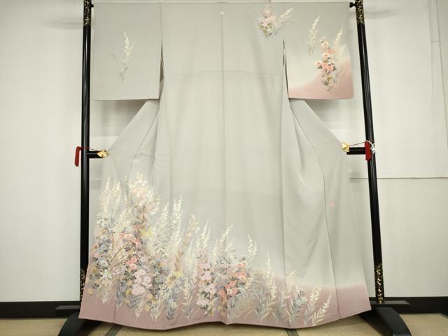 平和屋着物●本加賀友禅作家　直江良三　訪問着　枝花文　暈し染め　正絹　逸品　AABK4539cs｜平和屋