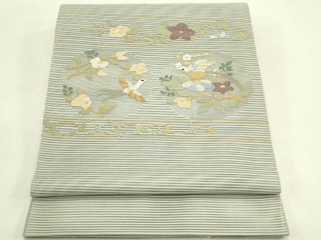 平和屋着物＊夏物　太鼓柄袋帯　絽綴れ　花鳥丸文　金銀糸　正絹　逸品　CABJ1796rv｜平和屋