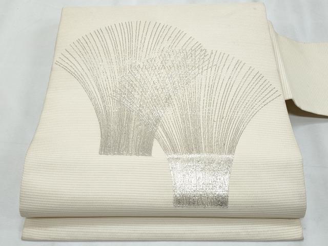 平和屋着物＊夏物　九寸名古屋帯　駒刺繍　抽象文様　正絹　逸品　CABJ4496fb｜平和屋