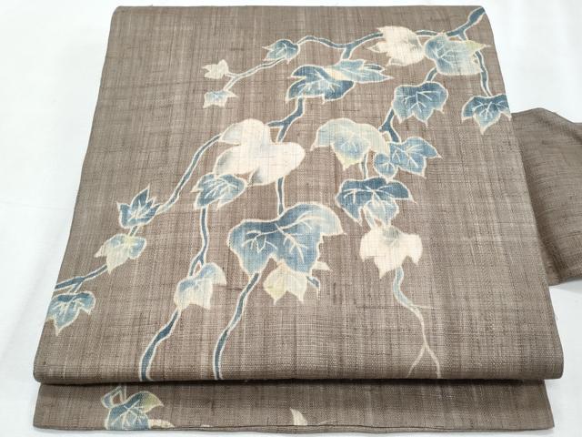 平和屋着物＊夏物　九寸名古屋帯　蔦の葉文　麻　逸品　CABJ4517fb｜平和屋