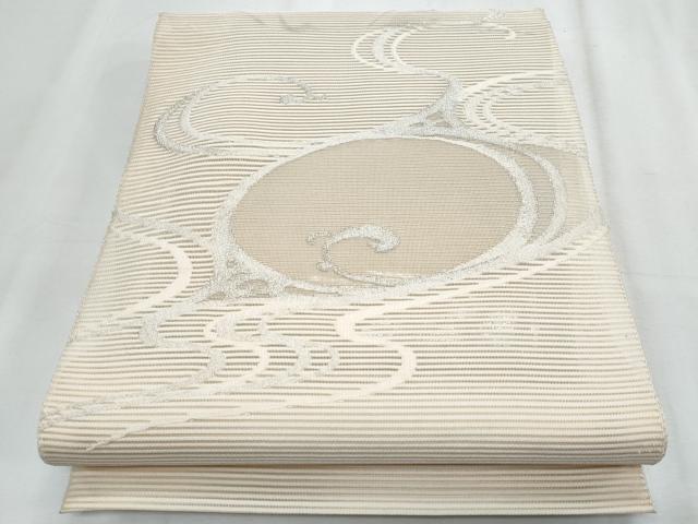 平和屋着物＊夏物　八寸名古屋帯　絽綴れ　立波文　銀糸　正絹　逸品　CABJ4622fb｜平和屋
