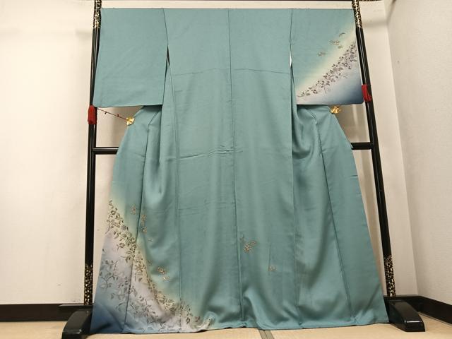 平和屋着物●訪問着　中国三大刺繍　汕頭刺繍　スワトウ刺繍　螺鈿箔　草花文　暈し染め　金彩　やまと誂製　正絹　逸品　AABK3242ph｜平和屋