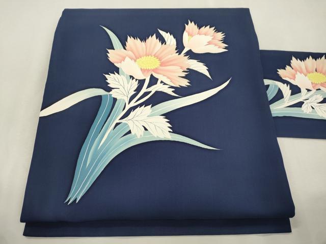 平和屋着物●塩瀬　九寸名古屋帯　草花文　正絹　逸品　CABJ2203dy｜平和屋