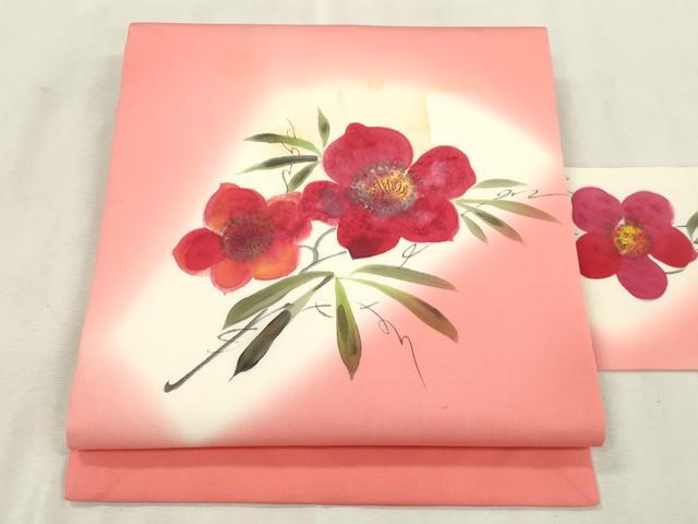 平和屋着物●塩瀬　九寸名古屋帯　作家物　手描き　草花文　正絹　逸品　CABJ2235dy｜平和屋 25,012円