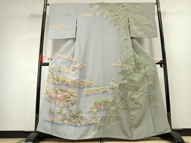 平和屋着物●本加賀友禅作家　西川健一　訪問着　風景文　暈し染め　正絹　逸品　AABK1100fy｜平和屋