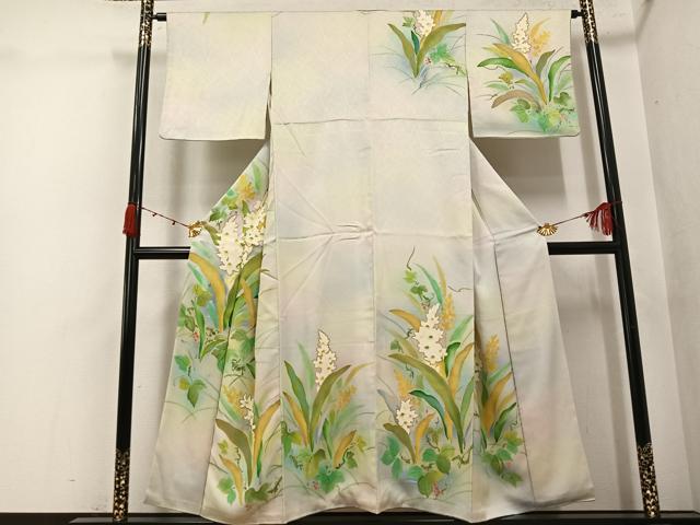 平和屋着物●訪問着 葡萄草花文 暈し染め 金彩 正絹 逸品 AABK2178ph|平和屋