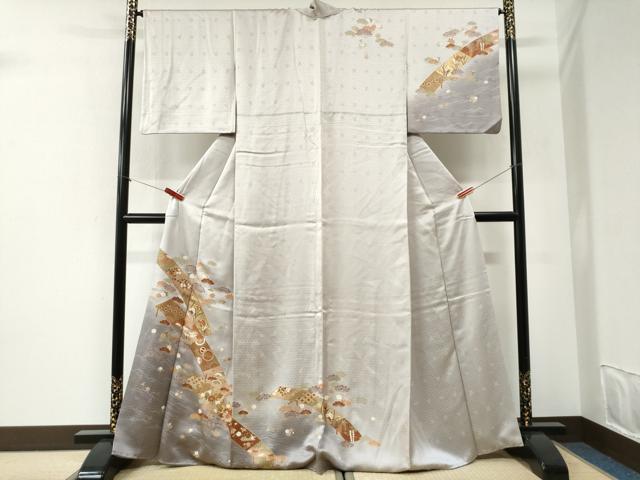 平和屋着物●訪問着　駒刺繍　浜松吉祥花蝶文　暈し染め　金彩　正絹　逸品　CABI2597yc｜平和屋