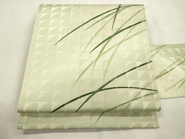 平和屋着物●京都印象派 友禅作家　橋本恵　九寸名古屋帯　草木文　銀通し地　正絹　逸品　未使用　CABJ2030dy｜平和屋