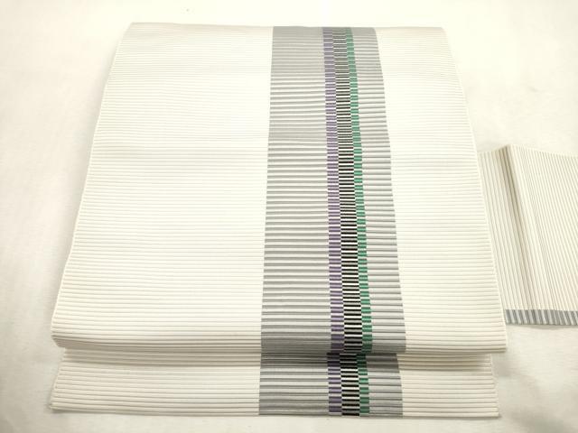 平和屋着物●本場筑前博多織　八寸名古屋帯　縞　正絹　逸品　CABJ2039dy｜平和屋