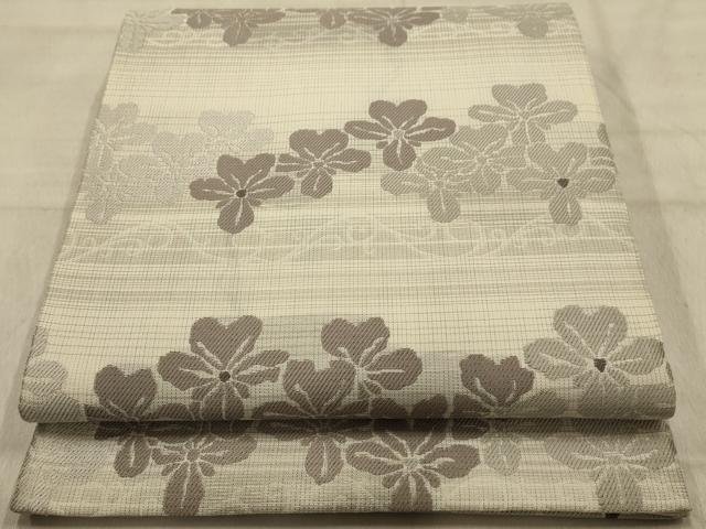 平和屋着物●六通柄袋帯　横段花文　正絹　逸品　未使用　AABJ2159sx｜平和屋