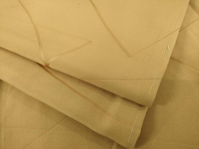 平和屋着物●上質な色無地 幾何学地紋 黄唐茶色 正絹 逸品 未使用 AABJ1502ck|平和屋