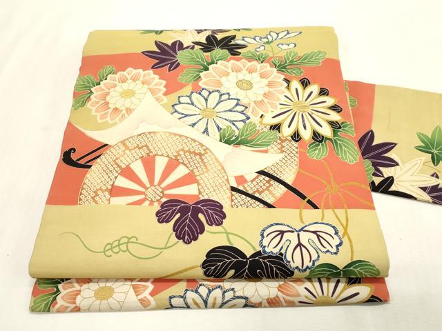 平和屋着物●アンティーク　大正ロマン　九寸名古屋帯　駒刺繍　花車文　正絹　逸品　CABH6509dy｜平和屋 29,250円