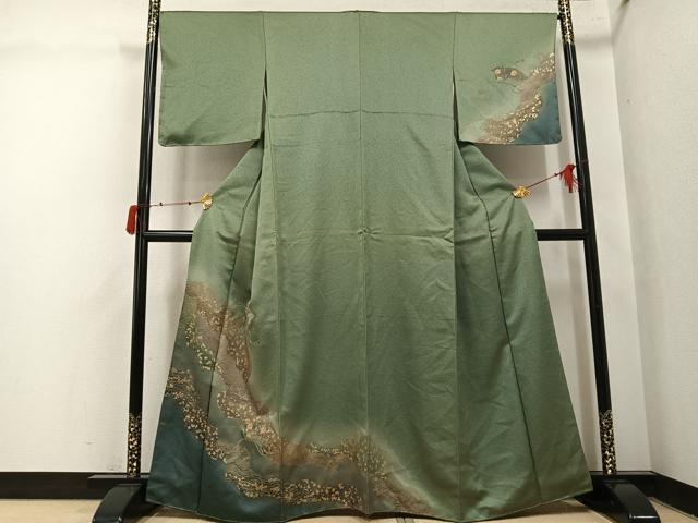 平和屋着物●訪問着　中国三大刺繍　汕頭刺繍　スワトウ刺繍　道長地紙花文　暈し染め　金彩　正絹　逸品　未使用　AABJ1341ph｜平和屋