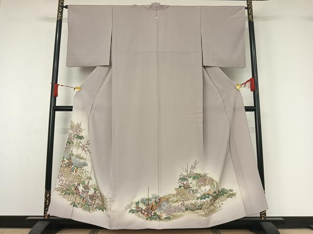 平和屋着物▽豪華色留袖 単衣 総刺繍 人物風景花文 暈し染め 金糸 正絹 逸品 AABJ1637jh|平和屋