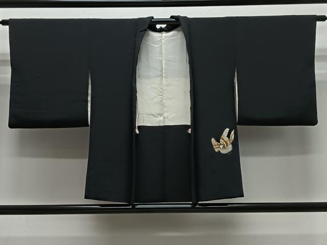 平和屋着物＃羽織　総刺繍　飛鳥文　黒地　金銀糸　正絹　逸品　CABH3301ua｜平和屋