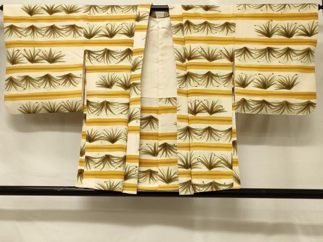 平和屋着物＃羽織　横段草葉文　正絹　逸品　CABG8341in｜平和屋