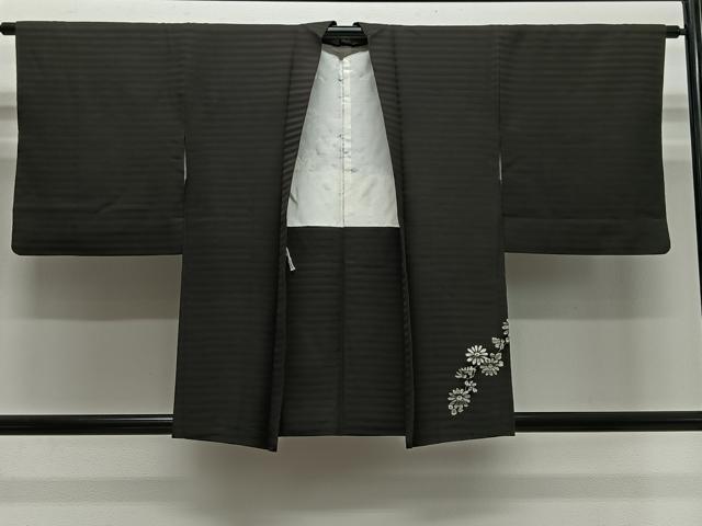 平和屋着物＃羽織　ろうけつ染　枝花文　黒地　正絹　逸品　CABH3229ua｜平和屋