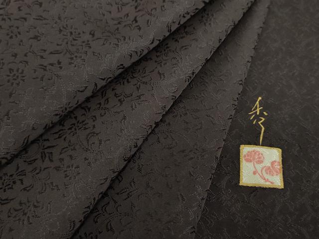 平和屋着物●上質な色無地　作家物　花唐草地紋　檳榔子染色　正絹　逸品　未使用　DABF7535ps｜平和屋