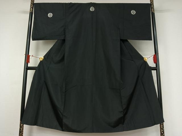 平和屋着物●男性　黒紋付　単衣　暗黒色　洗える着物　AABJ1589jh｜平和屋