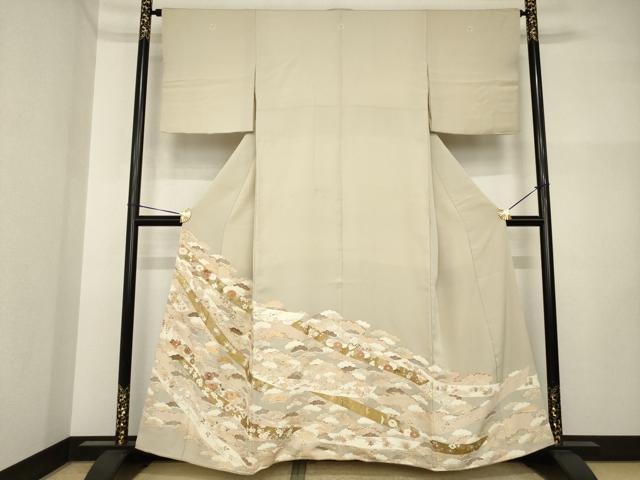 平和屋着物●豪華色留袖　友禅　駒刺繍　蔓帯吉祥花文　金彩　正絹　逸品　AABI4521ck｜平和屋