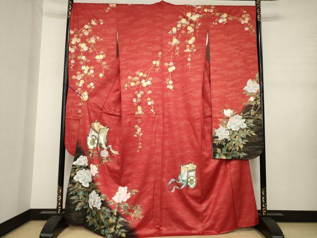 平和屋着物●豪華振袖　御所車花文　金銀彩　正絹　逸品　AABJ3103ck｜平和屋