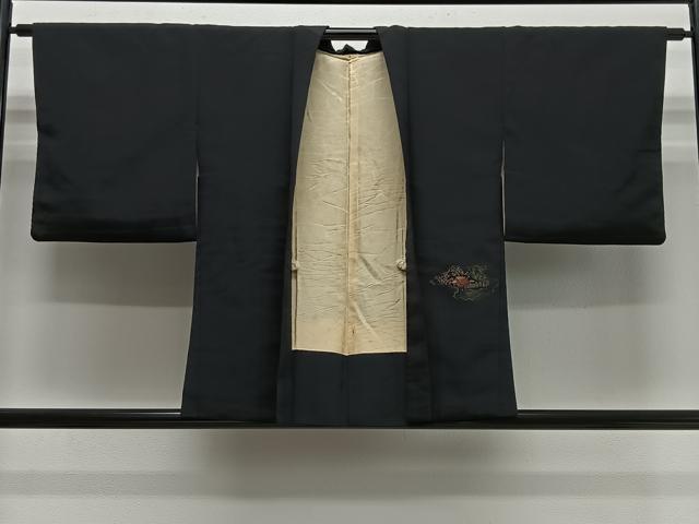 平和屋着物#羽織 寿光織 風景文 黒地 金糸 正絹 逸品 CABH3328ua|平和屋