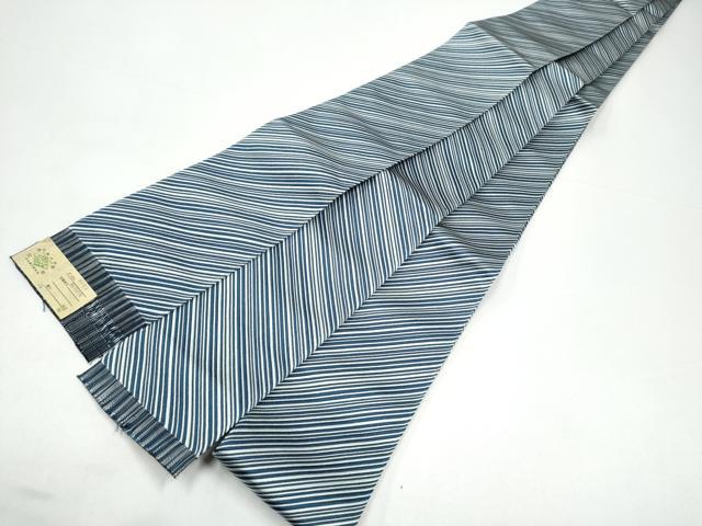 平和屋着物●男性　本場筑前博多織　角帯　斜線文　証紙付き　正絹　逸品　CABH5064hy｜平和屋