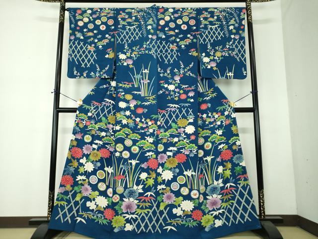 平和屋着物●訪問着 吉祥花文 鬼しぼ縮緬 正絹 逸品 DABF7739ps|平和屋