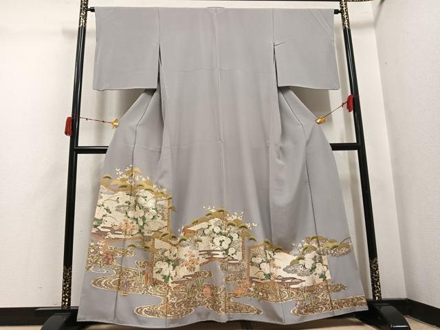 平和屋着物●色留訪問着 菊草花図屏風 本金箔 正絹 逸品 AABJ1396ph|平和屋