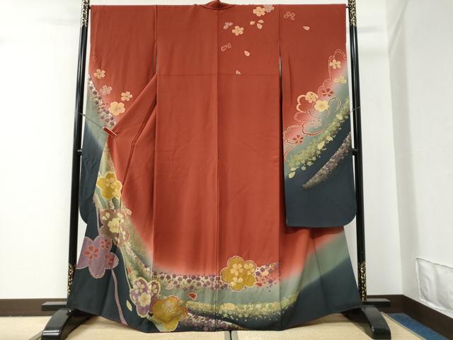 平和屋着物●豪華振袖　絞り　舞桜文　暈し染め　金彩　正絹　逸品　CABG0810yc｜平和屋