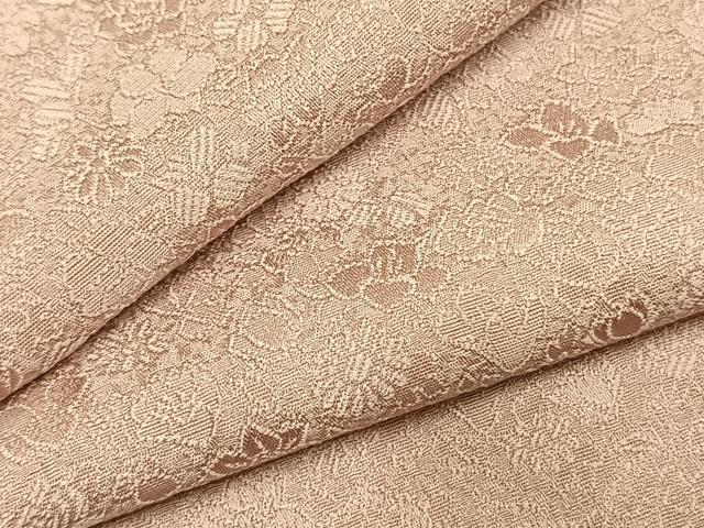 平和屋着物●上質な色無地 草花地紋 薄柿色 正絹 逸品 AABI9197fy|平和屋