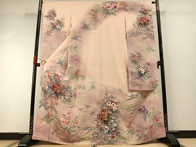 平和屋着物●豪華振袖　作家物　手描き　草花文　暈し染め　正絹　逸品　AABI9200fy｜平和屋