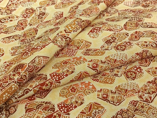 平和屋着物▽小紋　単衣　吉祥花文　洗える着物　AABJ1667jh｜平和屋