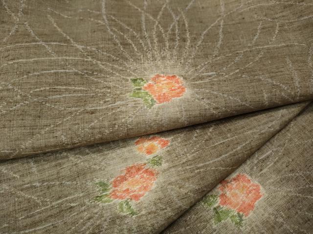 平和屋着物●小千谷紬 舞花文 正絹 逸品 CABH2673ut|平和屋