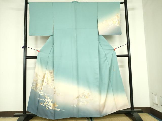 平和屋着物●金彩友禅　卓越技能者・名工・和田光正　訪問着　御所車花文　暈し染め　金銀彩　正絹　逸品　DABF3684op｜平和屋