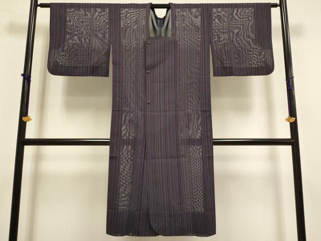 平和屋着物▽道行コート スリーシーズン 春夏秋 塵除け 二重紗 縞 ロング丈 正絹 逸品 DABF5935du|平和屋