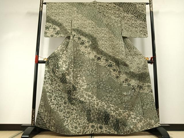 平和屋着物●訪問着 型染め 草花文 正絹 逸品 未使用 AABI9135fy|平和屋