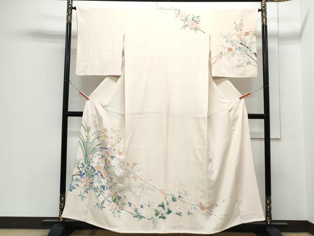 平和屋着物●訪問着 友禅 草花文 正絹 逸品 CABH3720th|平和屋