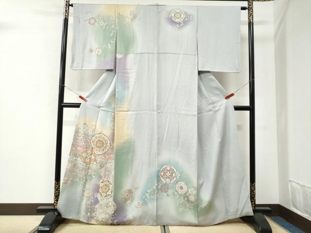 平和屋着物●訪問着　駒刺繍　花鳥唐草文　暈し染め　金彩　正絹　逸品　CABI2464yc｜平和屋
